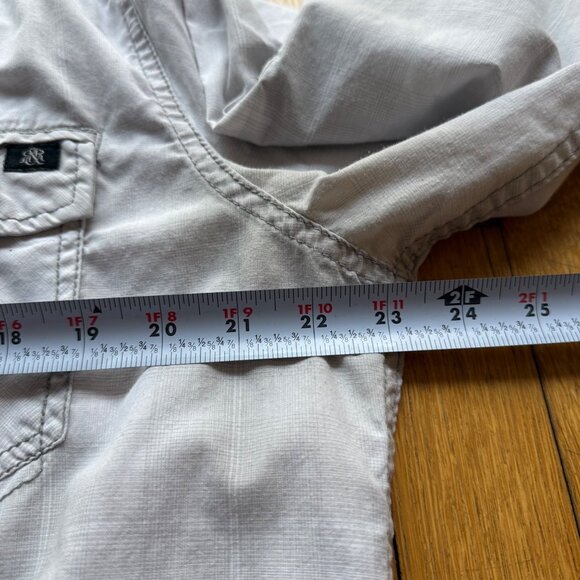 Rock & Republic Size XL Light Gray Plaid Utility Chest Pockets Button-Up Shirt - Picture 9 of 13